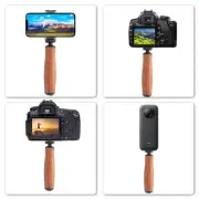 Camera Handle Grip Support Mount Handheld Wooden Handle Grip Mini Ball Head ECA