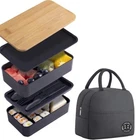 Stackable Lunch Box with Thermal Insulation Bag Microwave Lunch Box8099