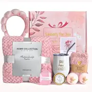 Self Care Gifts for Women, Get Well Soon Care Package with Luxury Flannel Blanke