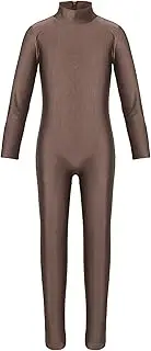 [Hedmy] Kids Girls Long Sleeve Full Body Leotard Gymnastics Unitards Dance Bodysuit Footless Zentai Costume