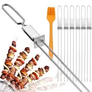Skewers for Grilling- 17 inch (6 Pack) Double Pronged Flat Stainless Steel BB...