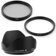 Lens Hood + CPL,UV Filter for MINOLTA MAXXUM Sony NEX-F3 RX1 Alpha NEX-5R NEX-7