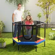 CostwayMini Trampoline for Kids with Safety Enclosure Net and No-Gap Safe Design-Colourful