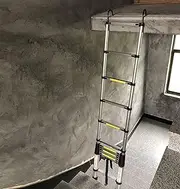 Telesladder 1.5M-8.1M, Extension Ladder with Hooks and Stabilizer, Portable Loft Ladders Aluminium, Max Load 150Kg/330Lb/E*Panded Length 3.1M/10.1Ft