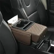 Integrated Pressurized Multifunctional Car Armrest Heightening Pad, Multifunctional Car Armrest Cushion, with 2 Cup Holder, Phone Storage Slot, Comfortable Support (C)