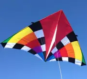 Delta Kite Levitation Rainbow HUGE 108 x 55" RipStop Nylon + Reel + Line + Tail