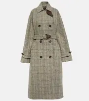 [Loro Piana] Loro Piana Herringbone wool and cashmere-blend coat AU 12 grey
