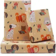 Dog Wrapping Paper, Puppy Paw Birthday Gift Wrap Paper, 6 Folded Sheets 30 X 20