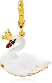 [Kaipink] Juicy Grape White Swan Enamel Necklace Key Pendant With Chains Jewelry Gift, Gold Plated, Zircon