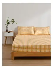 [Dreamaker] Micro Flannel Grid Combo Fitted Sheet Set in Chai