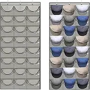 Over The Door Hat Storage Bag, 24 Large Mesh Pockets Door Hanging Cap Holder, 24 Pocket Over The Door Cap Organizer with Clear Deep Pockets,Over the Door Baseball Hat Organizer (light gray)