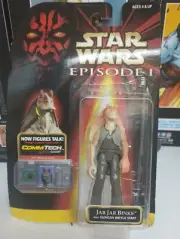 Star Wars Episode 1 Jar Jar Binks with Gungan Battle Staff Figure COMMTECH 1998