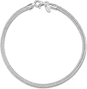 [Amberta] Women 925 Sterling Silver Snake Charm Bracelet