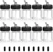 Tuperoymse 10 Pack Glass Airbrush Bottles Kit, 22Cc Empty Airbrush Jars, Clear Airbrush Paint Storage Pot