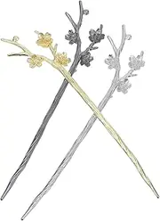 NOLITOY Chinese Traditional Flower Hair Sticks, 6Pcs Decorative Metal Flower Hair Stick Hair Chopsticks Hair Clip Chignon Pin Hair Decor Wedding Hair Accessories for Women Girls