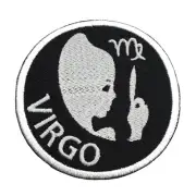 Virgo Zodiac Embroidered Iron On Patch 2.9" Choose Hook & Loop or Iron On