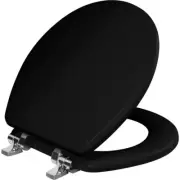 Weston round Soft Close Enameled Wood Closed Front Toilet Seat in Black Never Lo