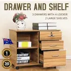 Primo Table Side Portable 3 Drawers 2 Shelves w/Wheels Lockable BedsideTables