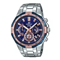 在飛比找蝦皮商城優惠-【CASIO】EDIFICE 多角切割錶圈 藍金配色三眼不鏽