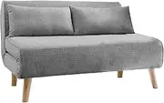 Sarantino Adjustable Corner Sofa 2-Seater Chair Linen Bed Chair Seat- Dark Grey