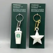 Starbucks Stopper Keychains for Reusable Cup New Release To Go + Star Set of 2