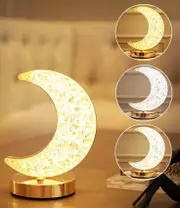 USB Rechargeable LED Bedside Table Lamp Crystal Night Light Touch Control Moon