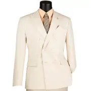VINCI Men's Bone Stretch Slim-Fit Double-Breasted Suit w/ Flex Waistband - NEW