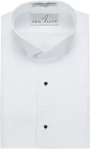 Men's Wing Collar 1/4" Pleats Tuxedo Shirt-S-32/33-White