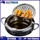 Japanese Style Deep Frying Pot with Thermometer 304 Stainless Steel Frying Pan A