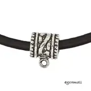 Antique Sterling Silver Tube Leather Cord European Charm Pendant Connector 97530