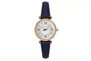 Fossil Carlie Crystal Accents Silver Dial Navy LiteHide Leather Quartz ES5295 Women's Watch