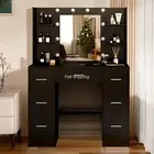 Dressing Table Set Makeup Desk Mirror Storage Dresser Desk LED Bulb Light Mirror