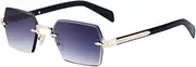 [HPIRME] Small Rectangle Frame Less Sunglasses Women Men Rimless Metal Sun Glasses For Femal Vintage Eyewear