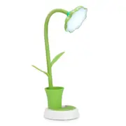Touch Switch Dimmable Rechargeable Sun Flower Children Learning Desk Lamp with Pen Holder Body Color:Green