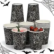 ATFUNSHOP Halloween Disposable Cups 30PCS Spiders Web Party Paper Cups 9OZ