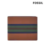 【FOSSIL 官方旗艦館】BRONSON 真皮證件格皮夾-藍綠條紋 ML4560875 (禮盒組附鐵盒)