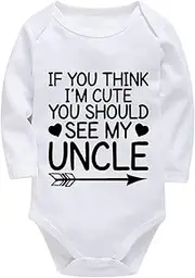 [WOOYONGING] If You Think I'm Cute You Should See My Uncle Baby Homecoming Outfit Long Sleeve Baby Boy Hospital Outfit White B
