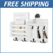 Rustic Farmhouse Mail Holder with Heavy-Duty Key Hooks for Organized Living