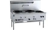B+S Black Two Hole Deluxe Waterless Wok Table with Two RHS Burners LPG