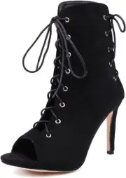 YKXLM Peep Toe Booties Latin Dance High Heel for Women Salsa Professional...