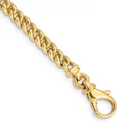 Solid 14K Yellow Gold 7 inch 4.5mm Hand Polished Fancy Link with Fancy Lobster Clasp Bracelet