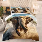 Elephant Comforter Sets Size Blue Sky White Clouds Elephants Playing Full Dx30