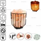 Round Shape Himalayan Pink Salt Lamp PURIFY Iron Basket Heal Ionizing UK Plug