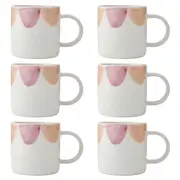 6PK Mikasa Stoneware Coffee Mug Tea/Water Cup Drinkware 380ml Scallop Print