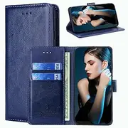 xinyunew Mobile Phone Case for Google Pixel 7 Pro, Leather Flip Case Stand PU Wallet Protective Case for Google Pixel 7 Pro, Blue