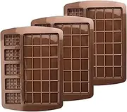 Rstigiker 3 Pack Silicone Chocolate Moulds 2-in-1 Chocolate Moulds Break-Apart Soft Cookie Molds Geometry Brown Molds for Home Kitchen DIY Baking Candy Cookie Muffins