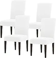 SUBRTEX Dining Room Chair Slipcovers Parsons Chair Covers Set of 4 Stretch Dining Chair Covers Removable Washable Kitchen Chair Covers Chair Protector Covers for Dining Room,Party,Hotel(White)