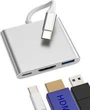 iPhone USB C to HDMI USB A Type C Hub 3in1 Apple Adapter Compatible for Samsung Galaxy Surface Duo 15 Pro Max Plus iPad Air Mini Splitter Thunderbolt Docking Station TV Display Port Monitor Connector