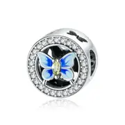 Silver plating Colorful Butterfly Charm Beads for Bracelet DIY Jewelry