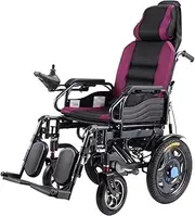 Heavy Duty Electric Wheelchair with Headrest, Electric Power Or Manual Manipulation Power Wheelchair, Adjustable High Backrest, 360 ° smart joystick(Purple,12A)